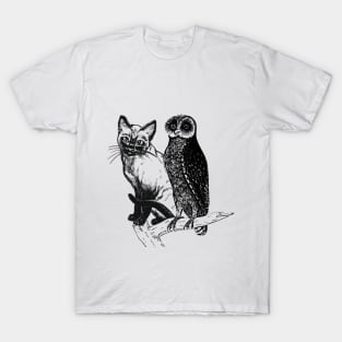 a cat and an owl T-Shirt